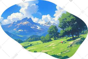 Field and mountains background PNG, SVG