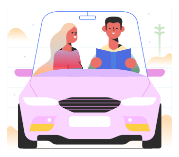 Autopilot vehicle animated illustration in GIF, Lottie (JSON), AE