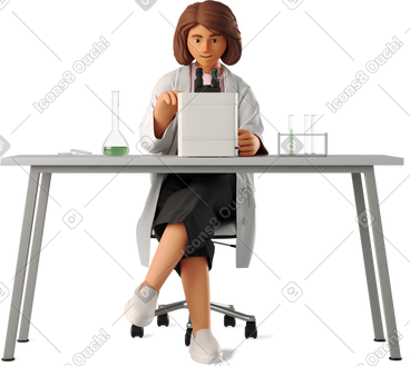 Young woman scientist working with microscope PNG, SVG