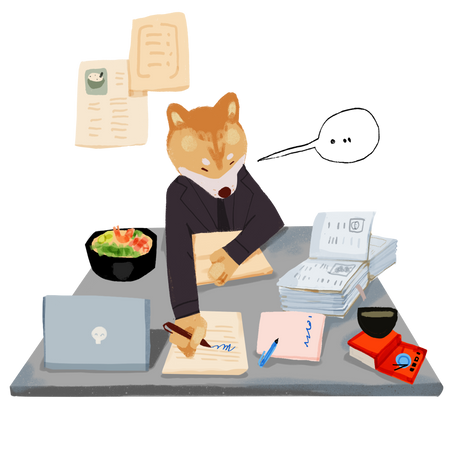 workaholic in the office Illustration in PNG, SVG