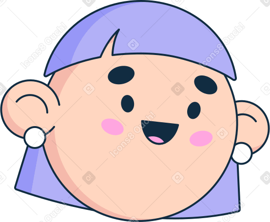 woman's head with bob haircut Illustration in PNG, SVG