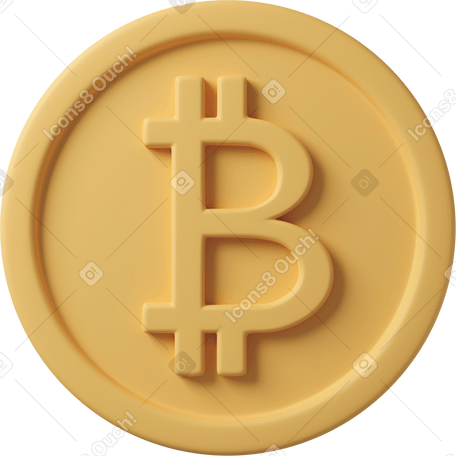 3D Yellow bitcoin  Illustration in PNG, SVG