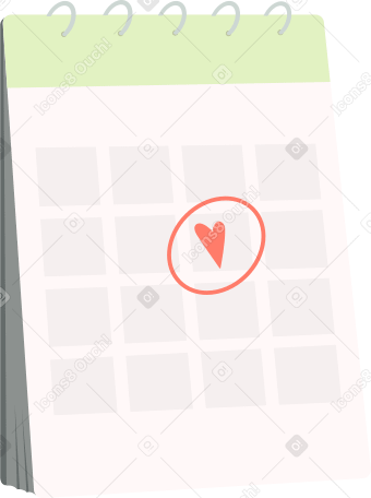 Calendrier avec jour marqué par le coeur PNG, SVG