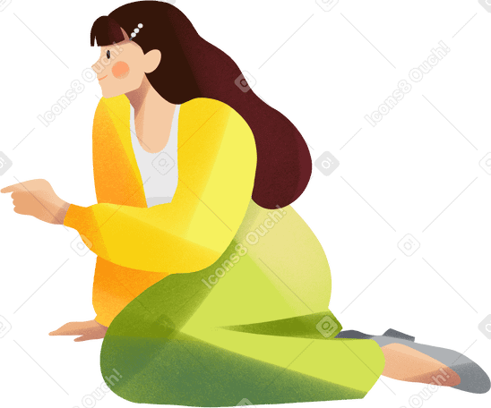Young woman sitting on the floor PNG, SVG