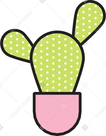 green cactus in pink vase PNG, SVG