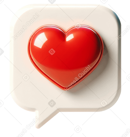 3D Bocadillo de diálogo con icono de corazón PNG, SVG