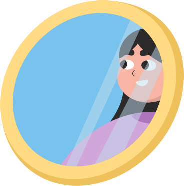 mirror with girl's reflection PNG, SVG