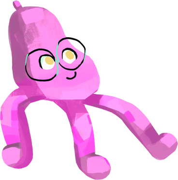 pink octopus monster with glasses PNG, SVG