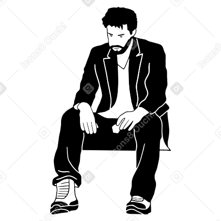 Meme con hombre sentado triste PNG, SVG