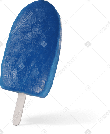 3D Синее мороженое на палочке, повернутой влево в PNG, SVG