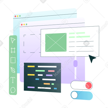 Coding for web design Illustration in PNG, SVG