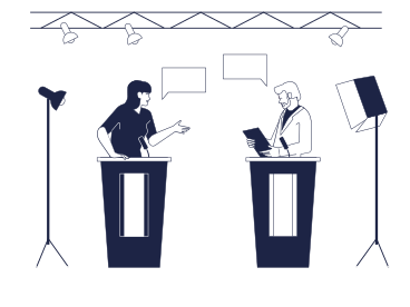 Debates in the television studio PNG, SVG