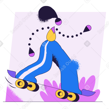 Девочка-подросток катается на скейтборде в PNG, SVG