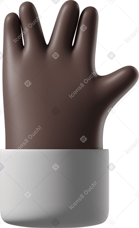 3D Vulcan salute black skin hand PNG, SVG