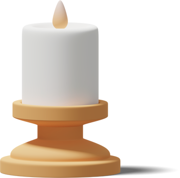 small lit candle in orange candlestick PNG, SVG