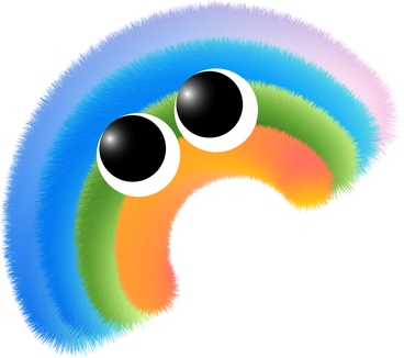fluffy rainbow with eyes PNG, SVG