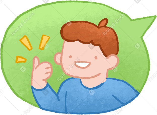 man showing thumb up in speech bubbble PNG, SVG