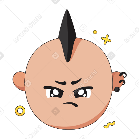 Cool face with a mohawk PNG, SVG