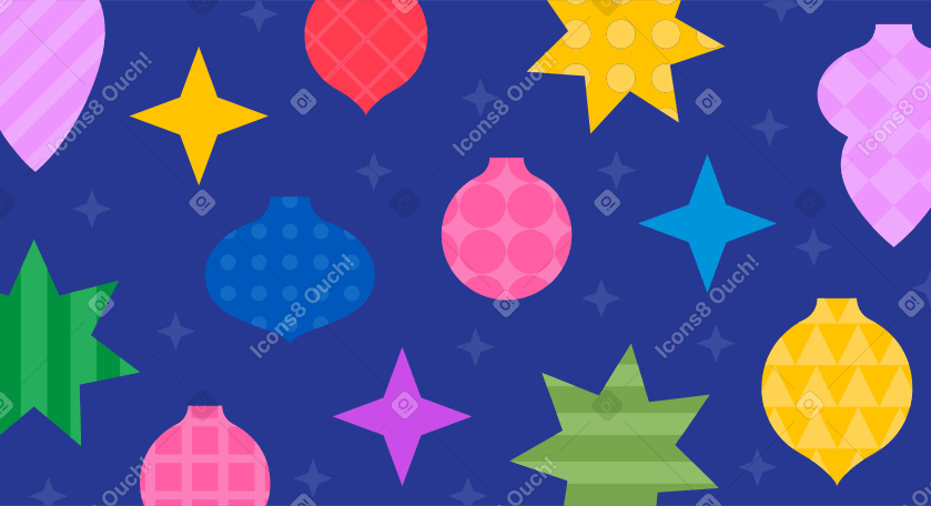 blue background with geometic christmas baubles PNG, SVG