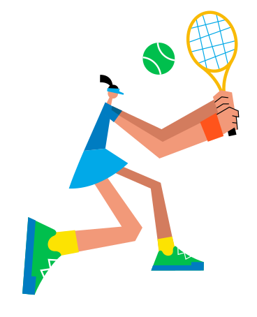 Tennis player animated illustration in GIF, Lottie (JSON), AE