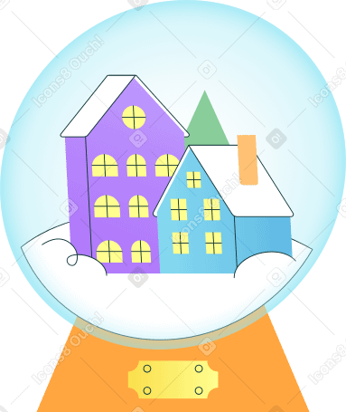 huge snow globe with houses Illustration in PNG, SVG