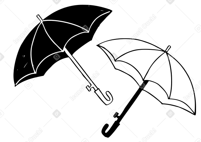 Two open umbrellas  PNG, SVG