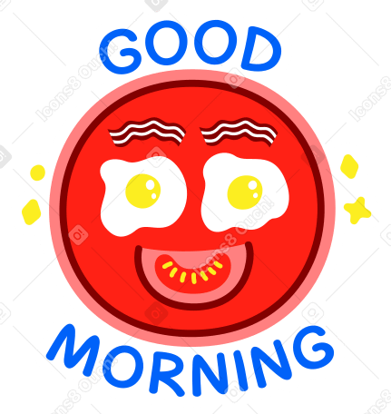 lettering sticker good morning breakfast yellow red Illustration in PNG, SVG