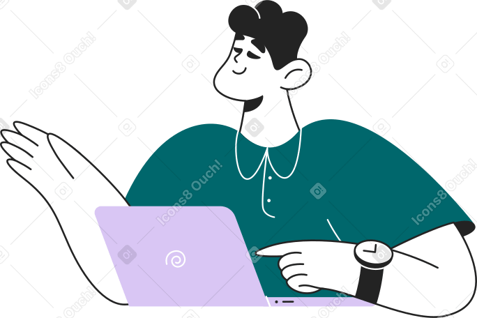 half man with laptop PNG, SVG