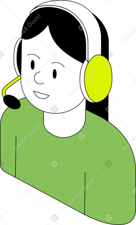 woman with headphones and microphone Illustration in PNG, SVG