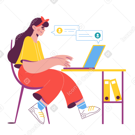 Woman chatting online PNG, SVG