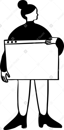 woman holding computer window PNG, SVG