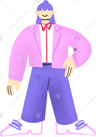 office woman in pink and purple suit PNG, SVG