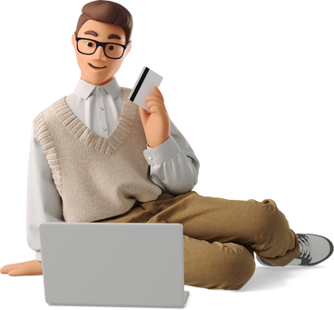 young man shopping online в PNG, SVG