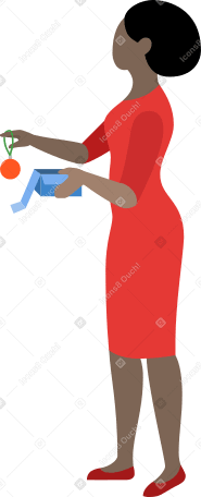 woman with box and christmas ball Illustration in PNG, SVG