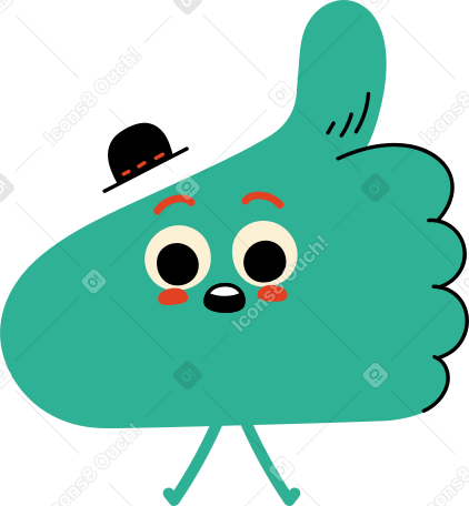 green character thumbs up with hat Illustration in PNG, SVG