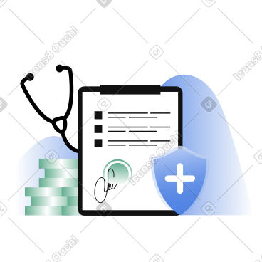 医疗保险单或健康保险动态插图，格式有GIF、Lottie (JSON)、AE