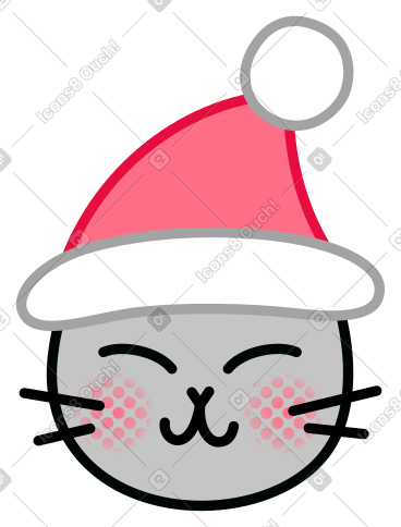 戴着圣诞帽的猫 PNG, SVG