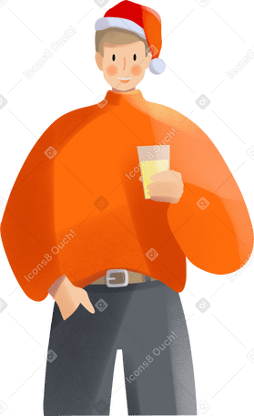 young man in festive hat Illustration in PNG, SVG