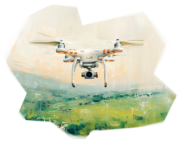 Oil painting of drone technology in agriculture PNG, SVG