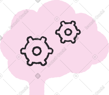 Pink brain with black gear wheels PNG, SVG