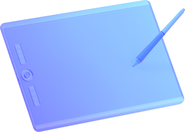 blue graphic tablet with stylus in isometric view PNG, SVG