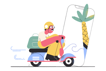 Man is going on vacation on a scooter PNG, SVG