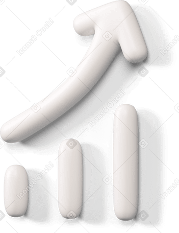 3D White growth arrow icon turned to the left Illustration in PNG, SVG