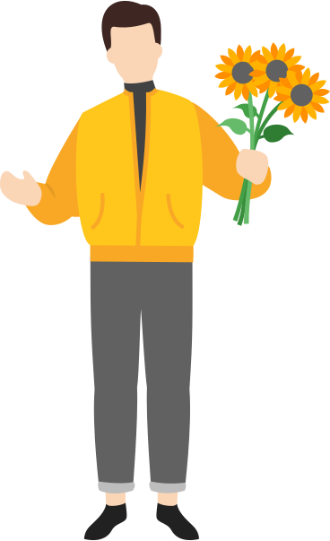 Человек с цветами в PNG, SVG