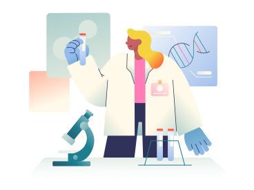 Scientist girl holding a test tube PNG, SVG