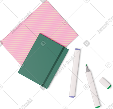 Top view of notebooks and markers PNG, SVG