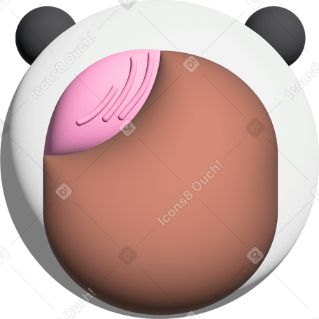분홍색 곱슬머리가 튀어나온 판다 모자를 쓴 머리 PNG, SVG