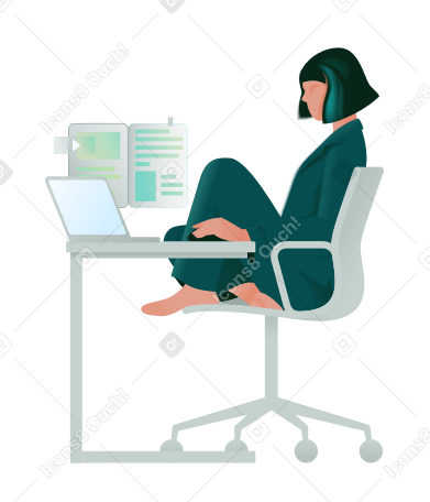 Деловая женщина занимается управлением задачами в PNG, SVG