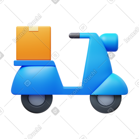 3D delivery scooter PNG, SVG