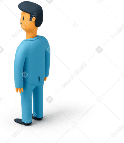 3D Back view of businessman looking left PNG, SVG